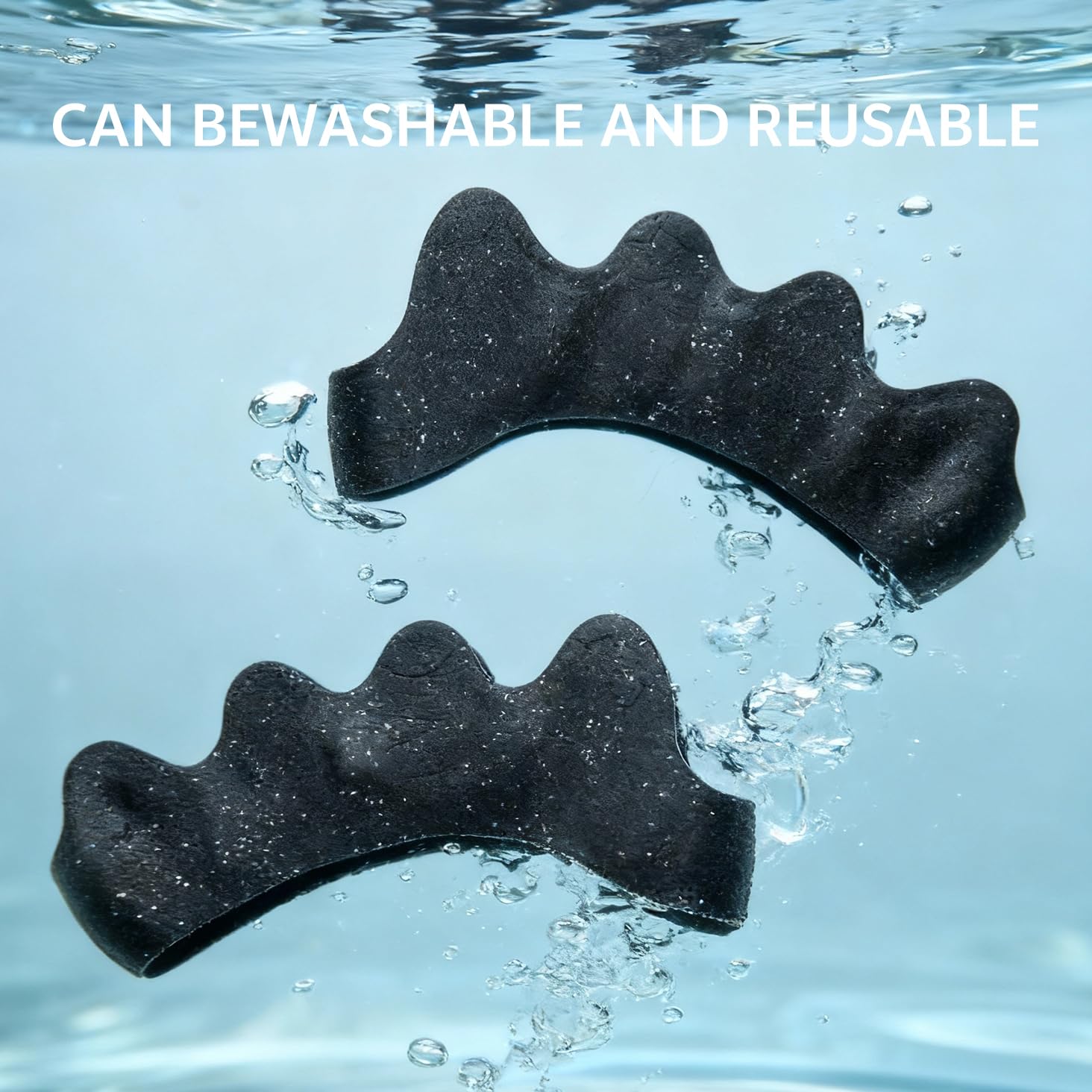Professional Silicone Toe Separators for Women & Men – Gel Toe Spacers for Bunions, Overlapping Toes, Pedicure, Yoga Toes, Foot Pain Relief & Toe Straightener – 2 Pcs, Reusable, Flexible (Black)