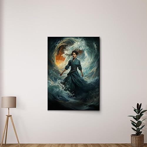 Yoga Wall Art, Canvas Prints Yoga Meditation Studio Room Decorations Tie Dye Hippie Psychedelic Poster with Frame Meditating Peace Wall Art Hanging