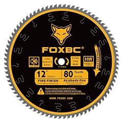 FOXBC 12 Inch Miter Saw Blade 80 Tooth Fine Finish Wood Crosscutting Saw Blade with 1 Inch Arbor
