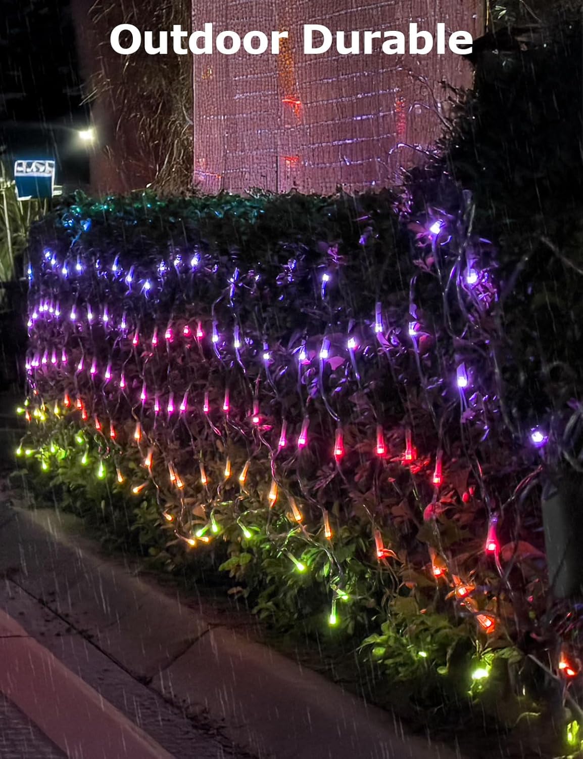 Smart Outdoor Net Lights 4*18ft with RGBW DIY Modes, 300 LEDs Christmas Net Lights with 100+ Preset Scenes and Timer Music Sync, Waterproof for Bushes Shrubs Tree Decoration, APP & Remote Control
