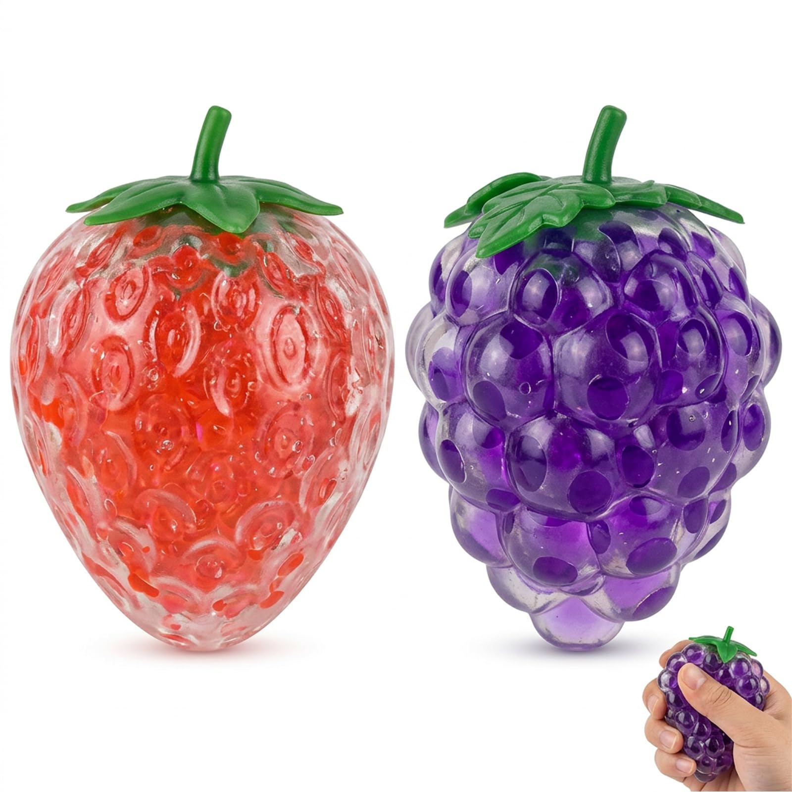 suction 2 PCS Fruit Squishy, Grape Squishy & Squishies Strawberry, Adorable and Realistic, Ideal for Home, Office Desk Decor and Decoration Enthusiasts, Fruit-inspired Colors