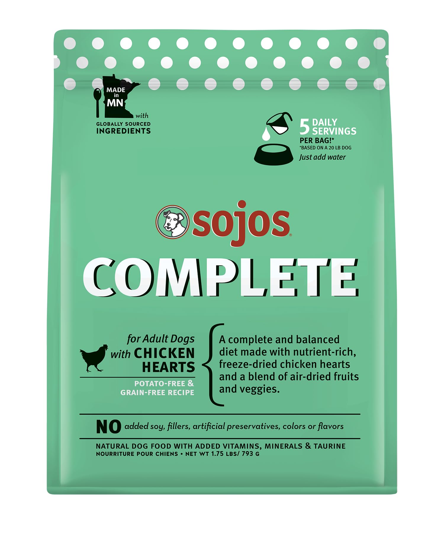 Sojos Complete Chicken Recipe Freeze-Dried Grain-Free Raw Dog Food