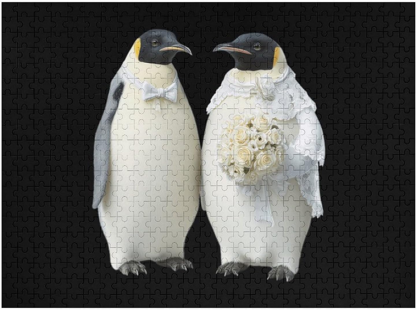 Funny Wedding Day Penguins Puzzles for Adults 500 PCS Wooden Jigsaw Puzzle Wall Decor Christmas