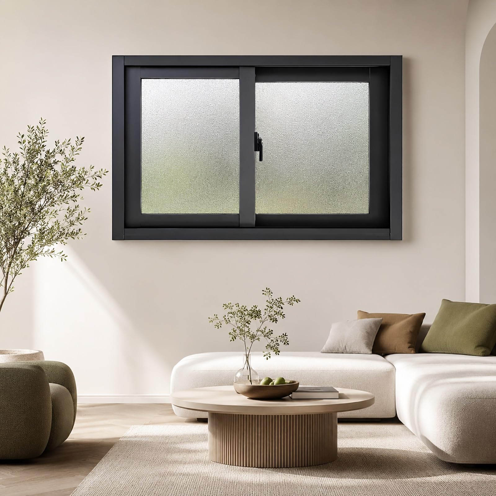 Lygxkrvu Dark Gray Aluminum Horizontal Sliding Casement Window With Screen, Double Frosted Tempered Glass Replacement For Bathroom House Mobile Home Basement Shed(,H*W17*32In)