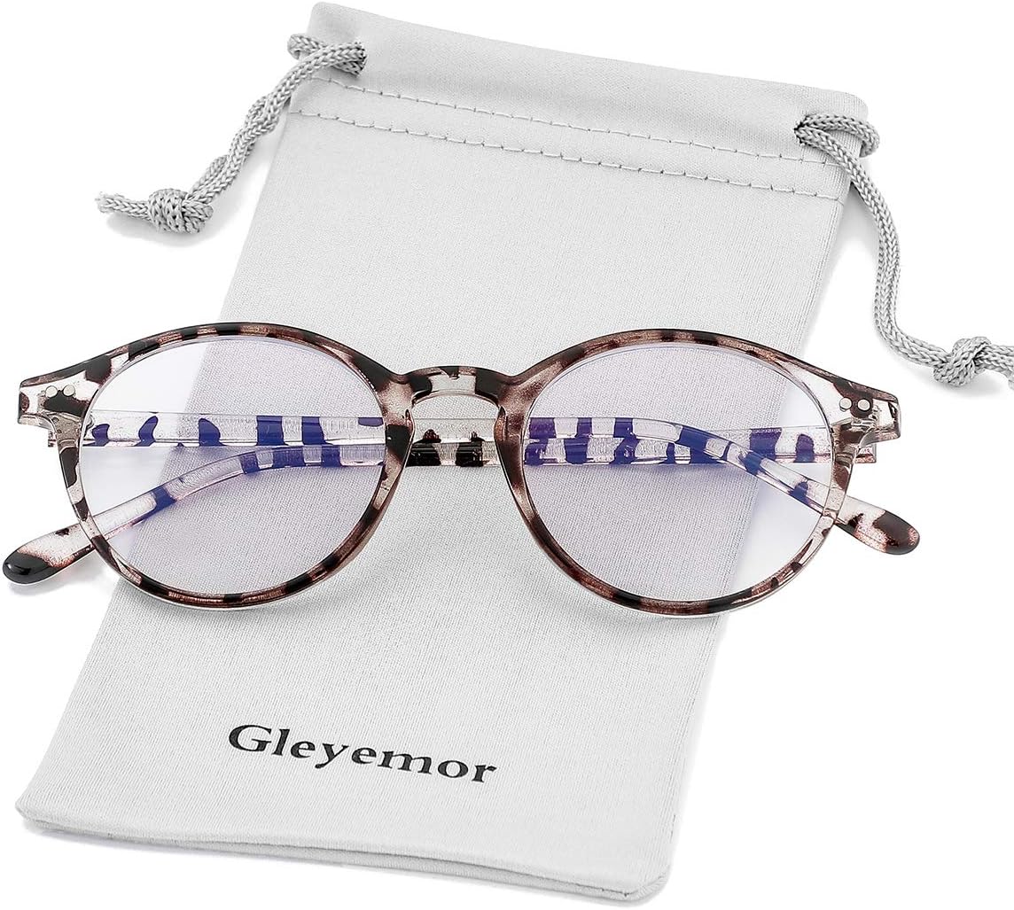 Gleyemor Blue Light Glasses for Men Women, Vintage Round Frame Computer Eyeglasses