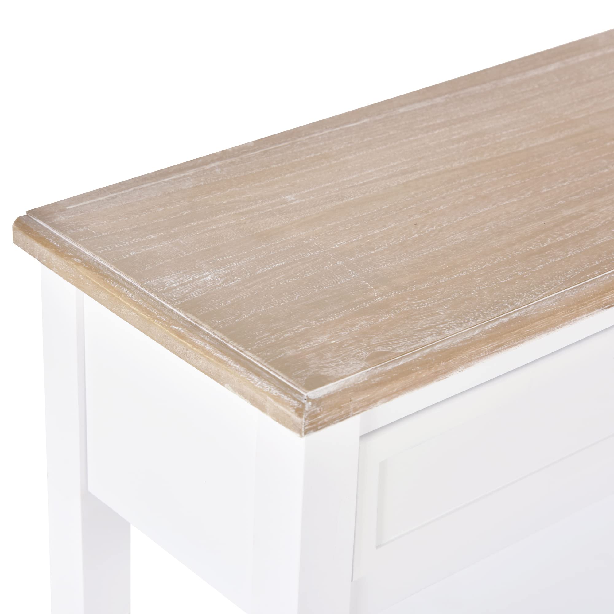 HOMCOM Mesa de Consola Multifuncional Recibidor 75,6x27,5x80,5 cm Blanco | Mesa Auxiliar, para Sala Pasillo Comedor, 2 Estantes, 1 Cajón Extraíble, Manija, Estilo Retro, Pino, Madera Natural