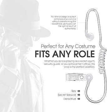 Vaulted Skulls & Co Secret Service Spy Earpiece Prop Accessory | Detective Ear Piece Accessory