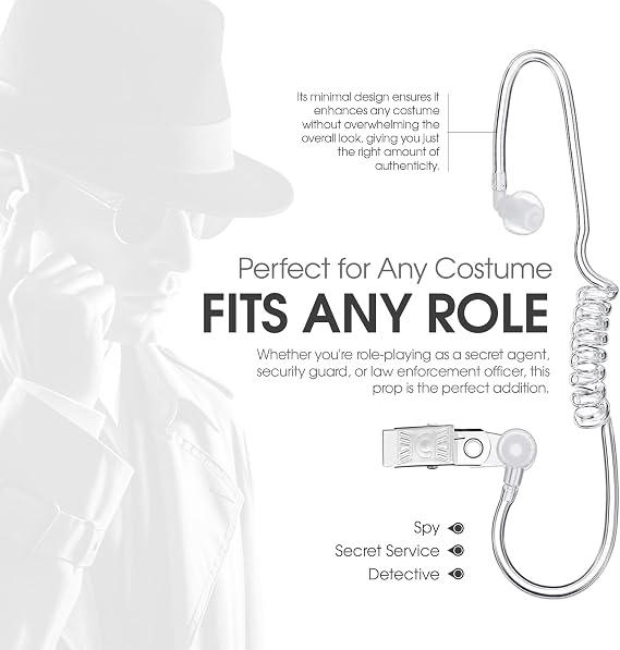 Vaulted Skulls & Co Secret Service Spy Earpiece Prop Accessory | Detective Ear Piece Accessory