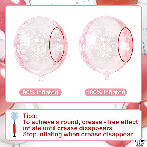 Vista 3 de KatchOn, Globos enormes de copo de nieve rosa de 22 pulgadas, paquete de 6, globos de copo de nieve de mylar, decoraciones de copo de nieve rosa
