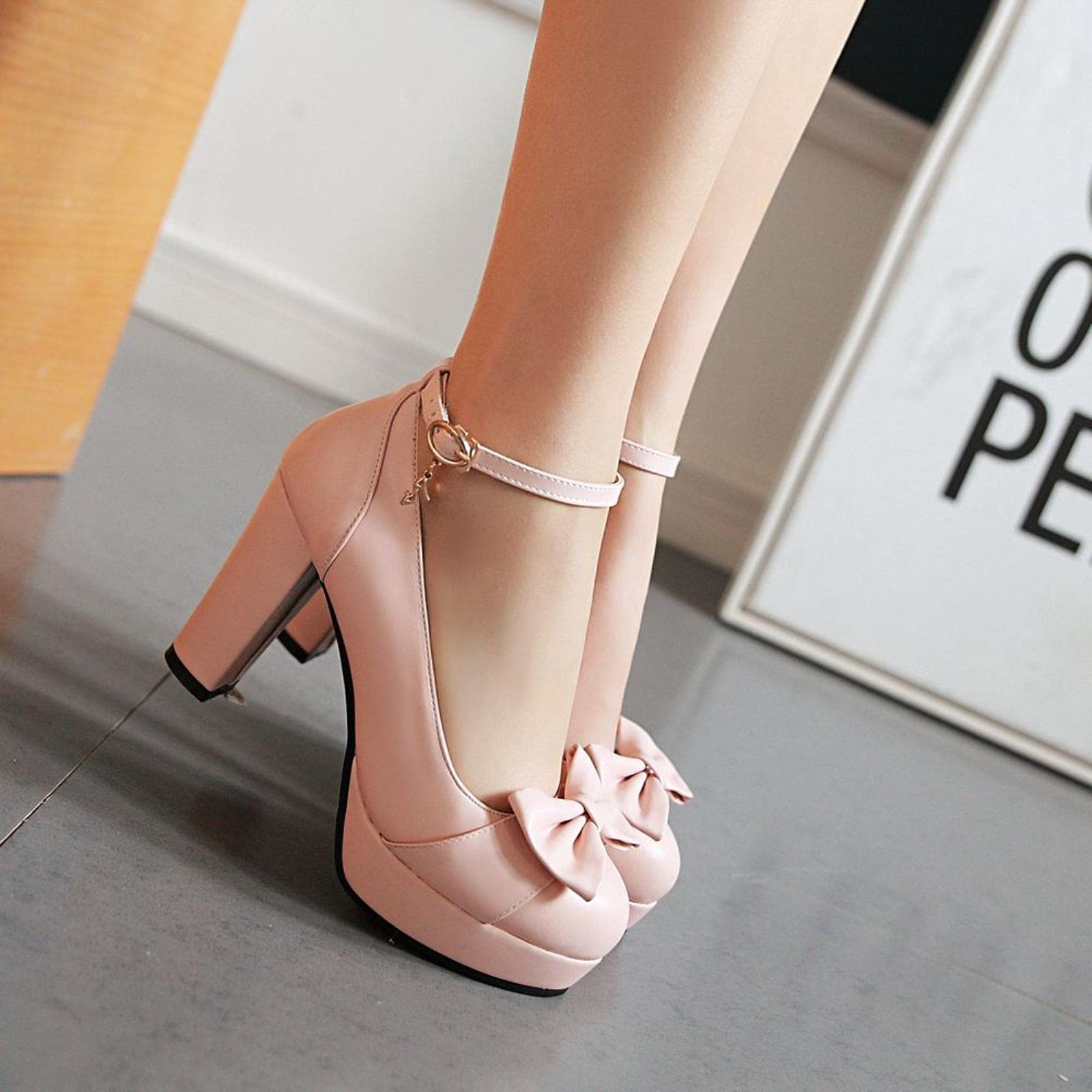 Donna Dolce Fiocco Tacchi Alti Tacchi Alti Piattaforma Scarpe Da Lavoro Bianco Abito Da Donna Scarpe Da Sposa Plus Size 43