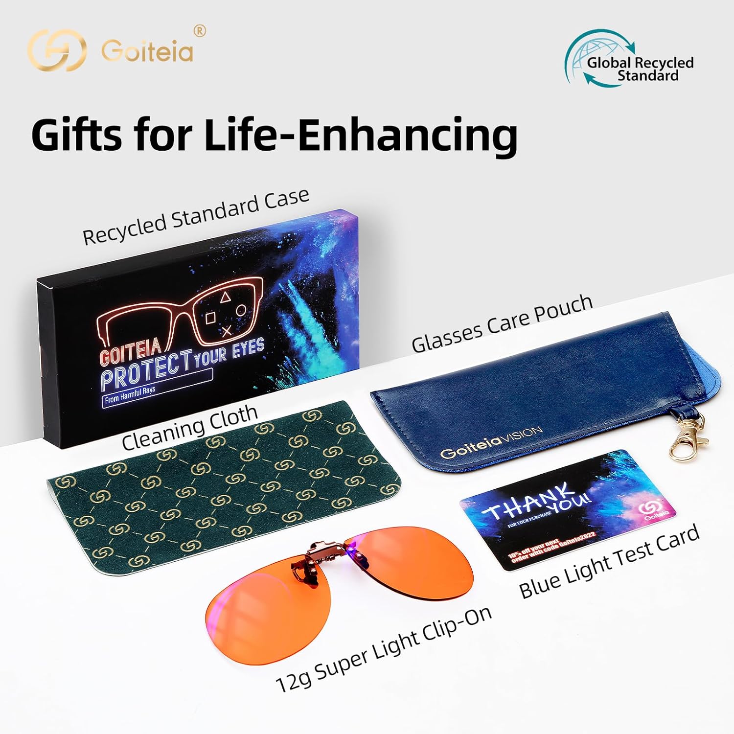 Goiteia Orange Blue Light Blocking Glasses Clip on for Migraine-Gaming Glasses for Eyes Strain/Light Sensitive-Help to Sleep - Image 6