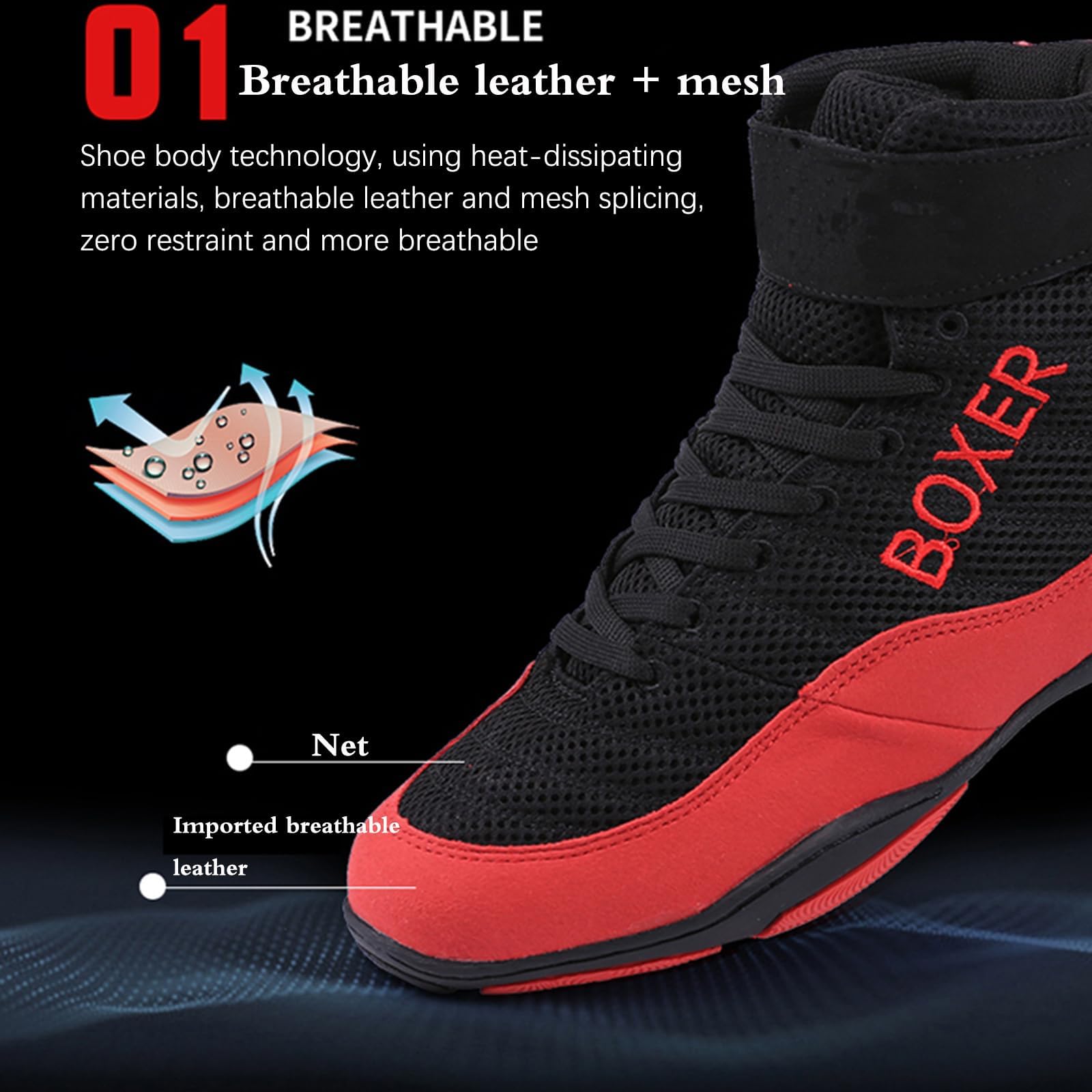 Zapatos De Lucha Antideslizantes,Botas Boxeo,Zapatos De Lucha Unisexo,Mallatranspirable,Flexiblesyduraderos,Adecuado para Peleas,Lucha Libre,Fitness,Artes Marciales,Sanda