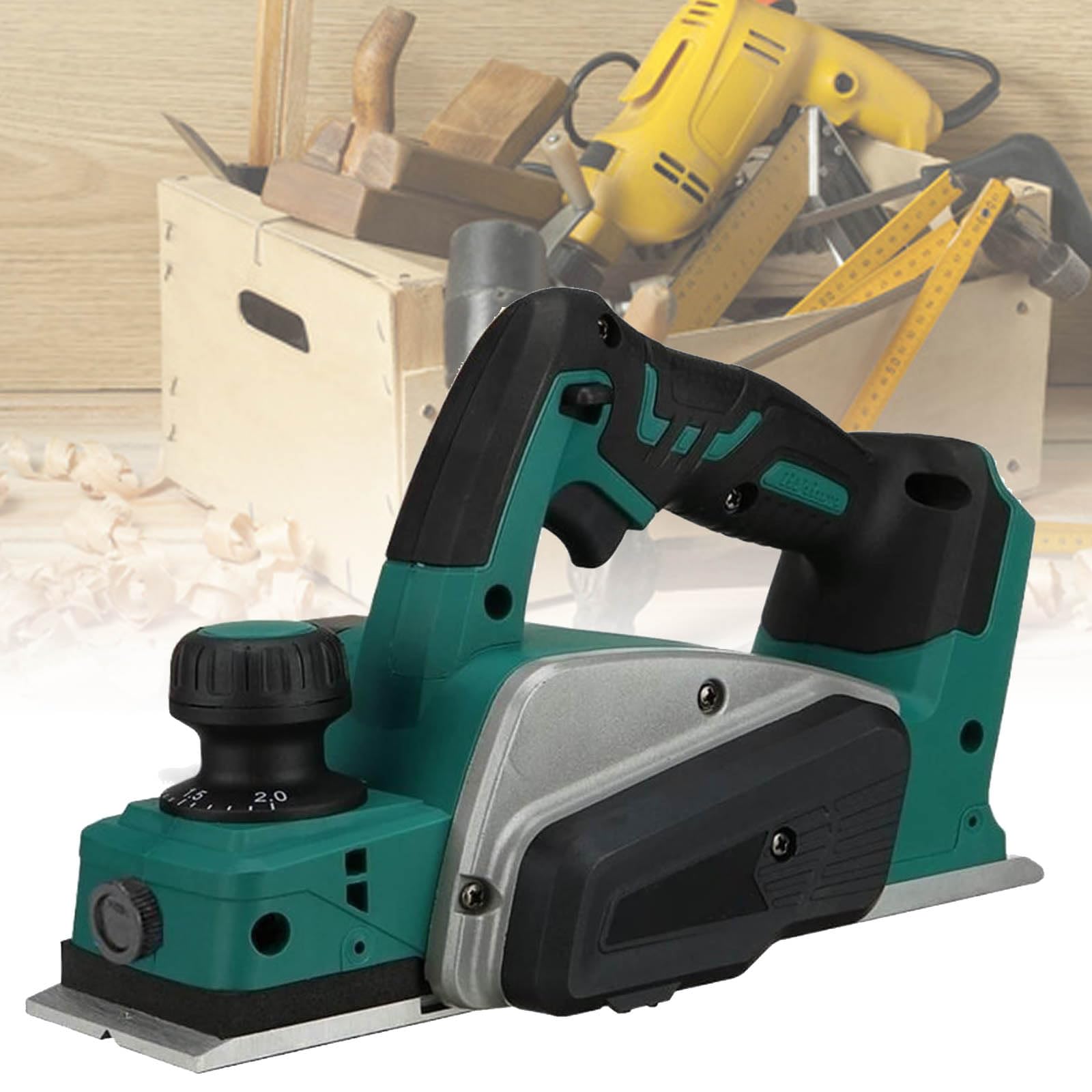 Raboteuse électrique portative sans Fil 20V, Machine de découpe de Bois portative avec 2 Batteries Rechargeables 20000 TR/Min, raboteuse électrique à Bois