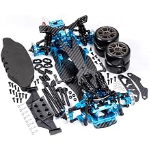 MORLORDY Aluminum & Carbon Fiber RC Chassis Frame Body Kit for 1/10 D5/ D5MINI+SR RC Drift Racing Car, with 4Pcs Wheels Tires Set & Shocks & Accessories D5MINI+SR