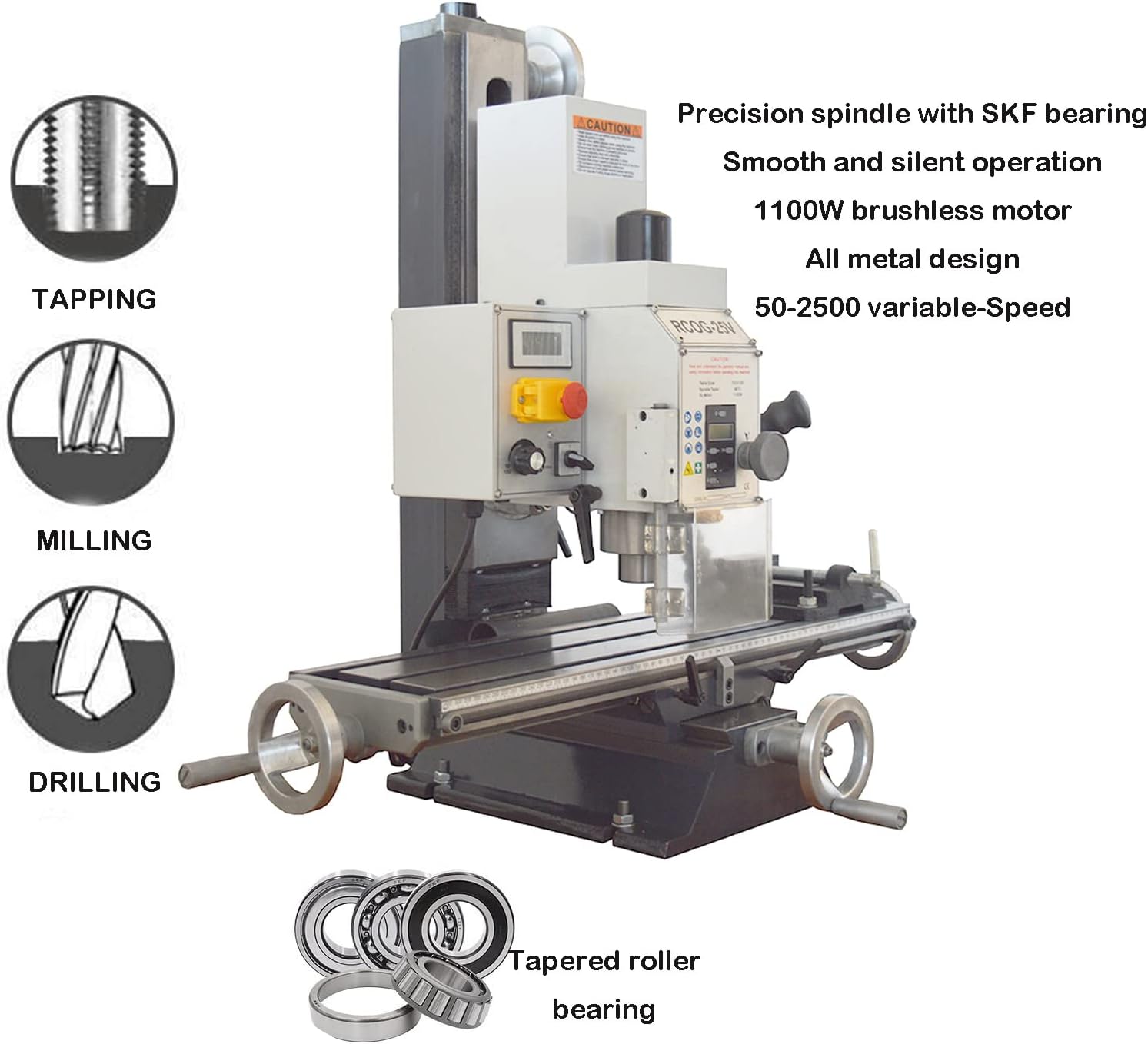 INTSUPERMAI Mini Milling Drilling MT3 Bnechtop Mill Drill Machine 7"X27" Micro Feed Milling Machine Precision Powerful Milling Machine 50-2250rpm Variable Speed for Metal/Wood/Plastic Working DIY