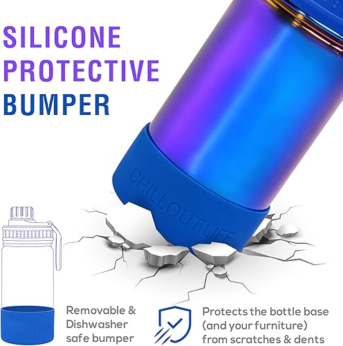 Miniatura 3 de CHILLOUT LIFE Botella de agua aislada para niños de 12 onzas para la escuela con tapa de boquilla a prueba de fugas y bonitas calcomanías