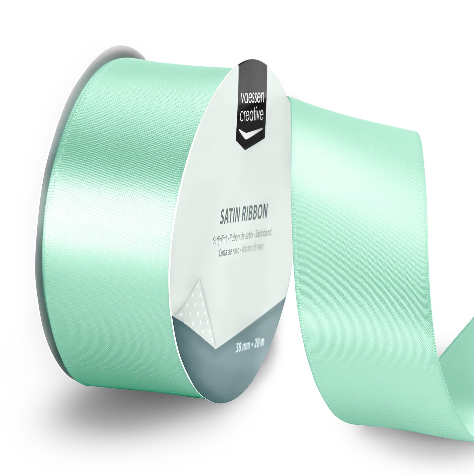Vaessen Creative Satin Ribbon Blue - 65.6 ft x 1.5" - Thin Ribbon for Gift Wrapping and Crafting
