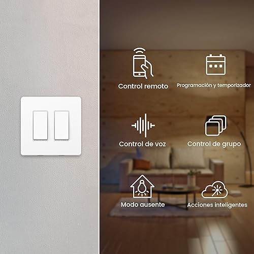 Miniatura 2 de Kasa Smart Interruptor HS200-2 de 2 bandas, un solo polo, requiere cable neutro, interruptor de luz Wi-Fi de 2.4 GHz compatible con Alexa y Google