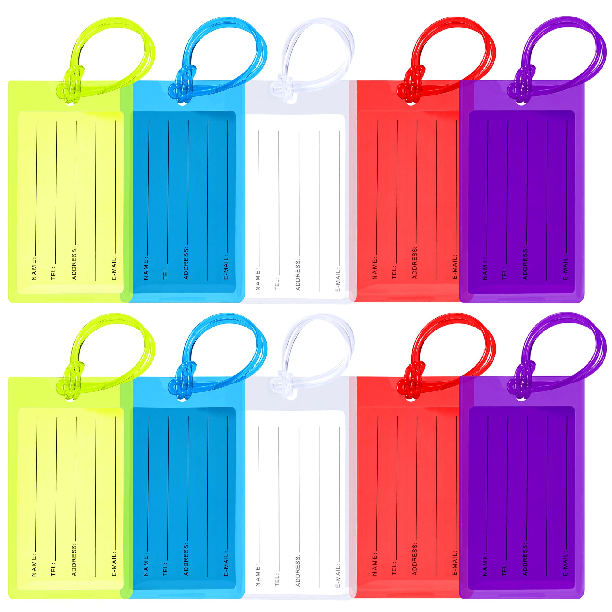 Sodsay 10 Pack Luggage Tag Suitcases Plastic Travel Bag & Baggage ID Label Tags