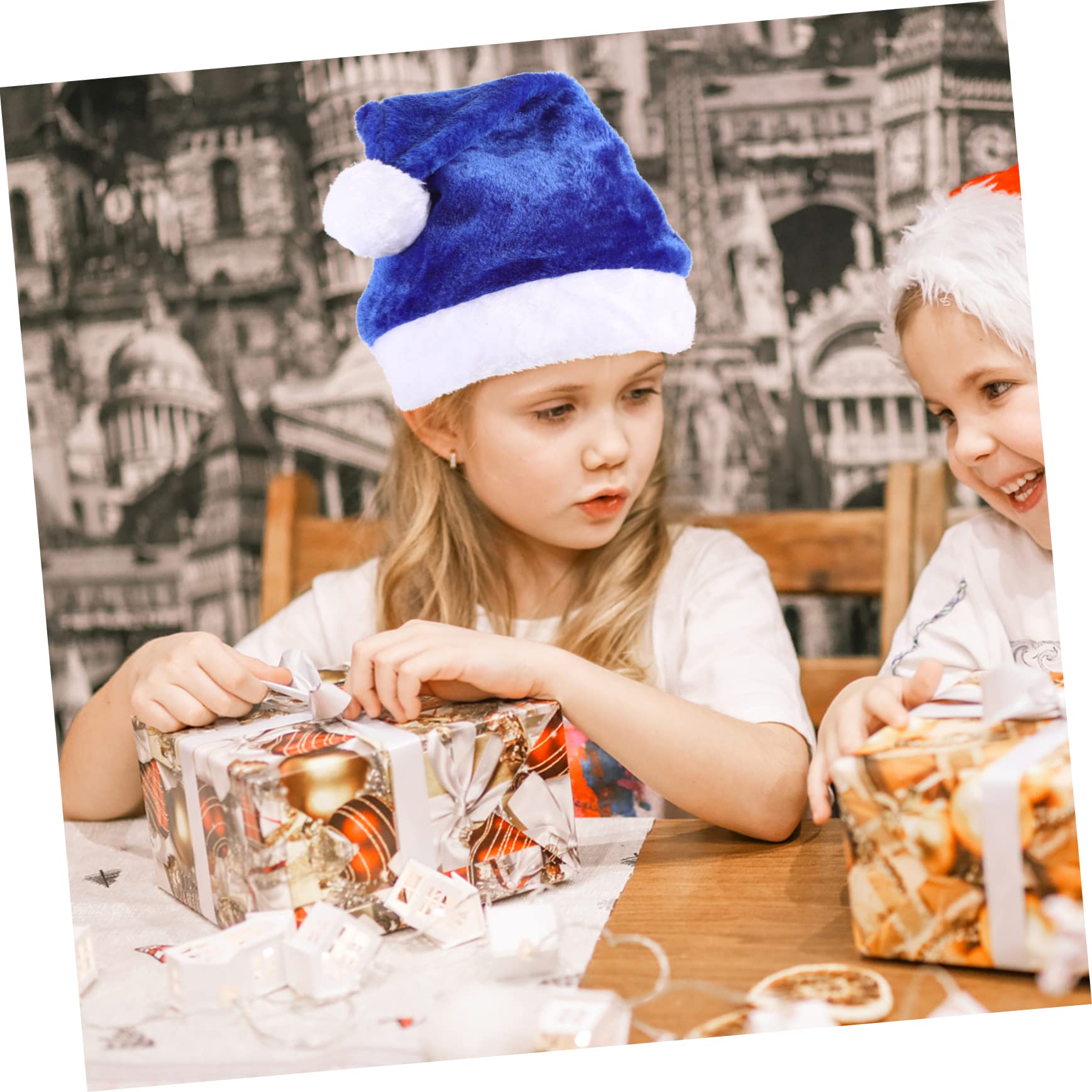 PRETYZOOM 5 Piezas Gorro de Papá Noel de felpa disfraz de navidad suministros de navidad gorros navideños christmas hat para hombres Gorro de Papá Noel de Navidad gorro de santa Blue