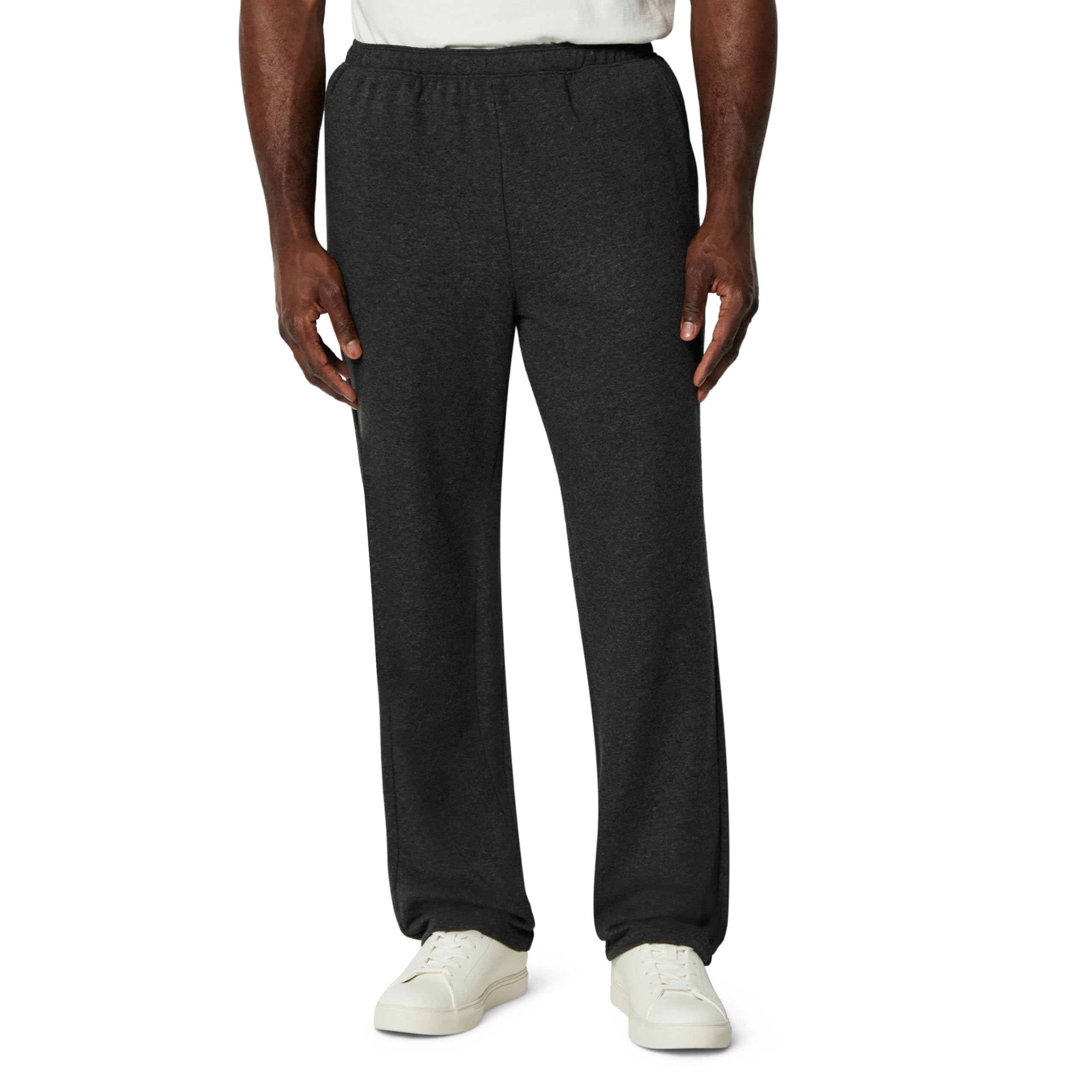 Amazon Essentials Men's Regular-Fit French Terry Open-Hem Sweatpants, Charcoal Heather, XXL