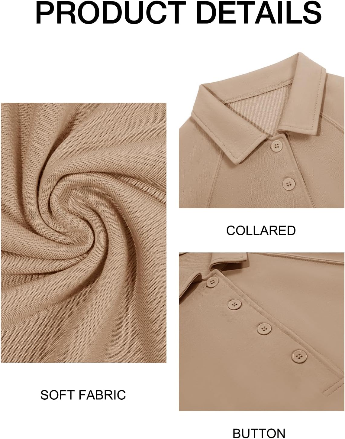 Fisoew Womens Casual Sweatshirt Long Sleeve Button Collared Loose Fit Fall Pullover Tops - Image 6