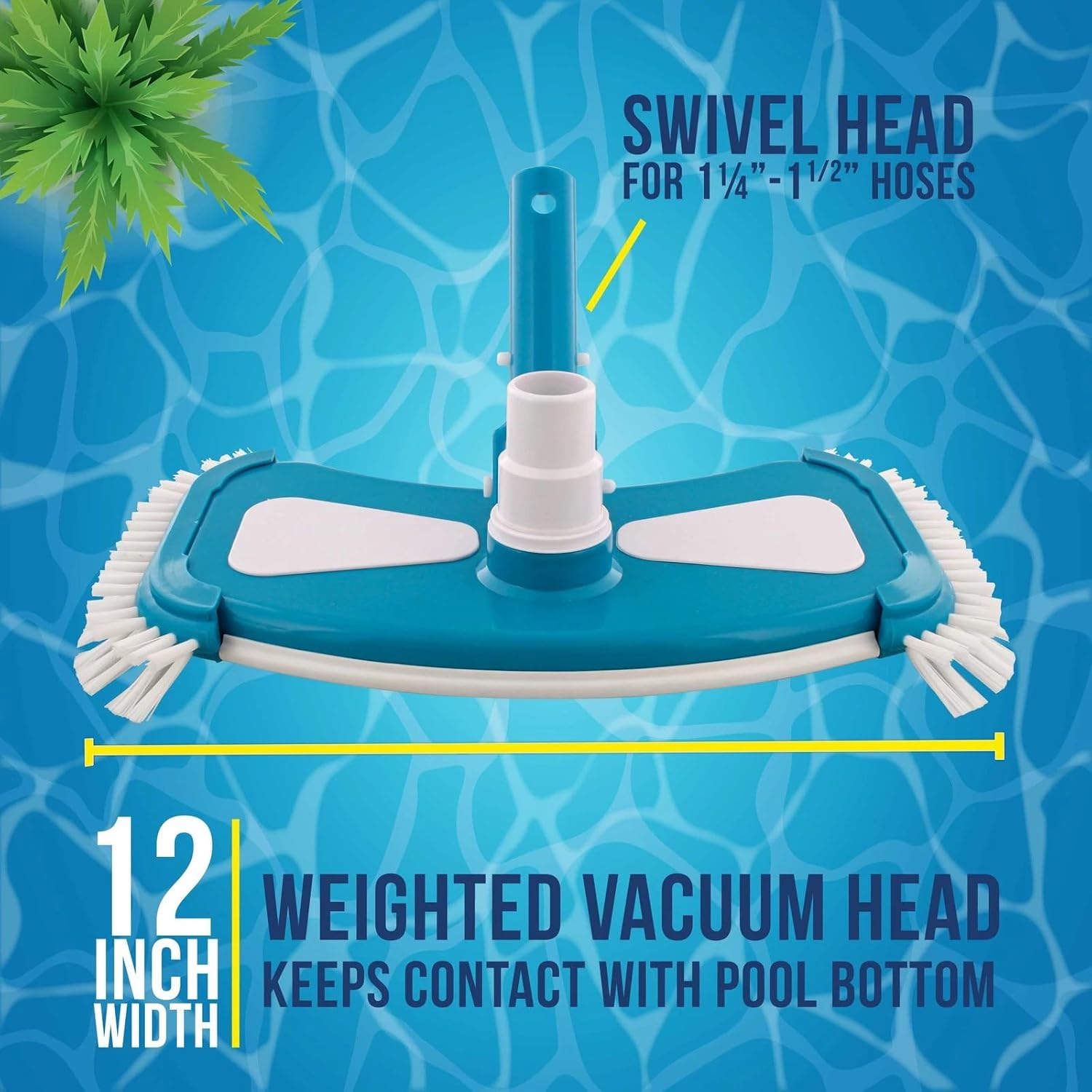 Pool Supply Deluxe Weighted Pool Vacuum Head with Side Brushes, Vinyl Liner