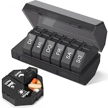 Weekly Pill Organizer 4 Times a Day, Large Pill Box 7 Day Daily Pill Case with 28 Extra Large Compartments Portable Travel Pill Container Big Medicine Organizer for Supplement Vitamin Black