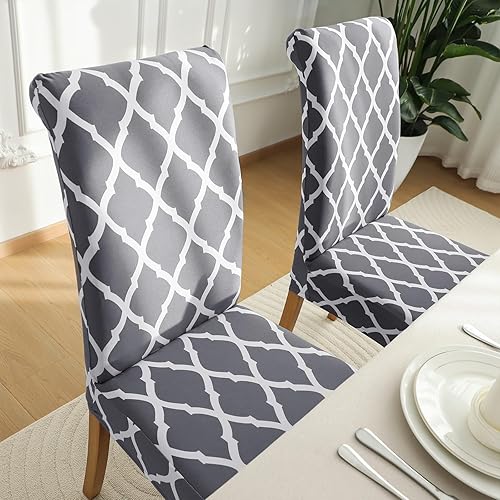 Miniatura 3 de Forcheer - Juego de 4 fundas elásticas para sillas de comedor con estampado elástico, lavable, extraíble, para cocina, hotel, restaurante,