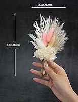 Vista 3 de Mini ramo de flores secas (paquete de 6), ramo de flores secas para centros de mesa de boda bohemia, hierba de pampas seca. (Blush)