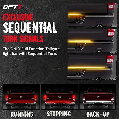 Miniatura 7 de OPT7 Redline - Barra de luz triple para puerta trasera de 48 pulgadas, paquete fácil de conectar para Chevy SilveradoGMC Sierra 1500 19-22 con