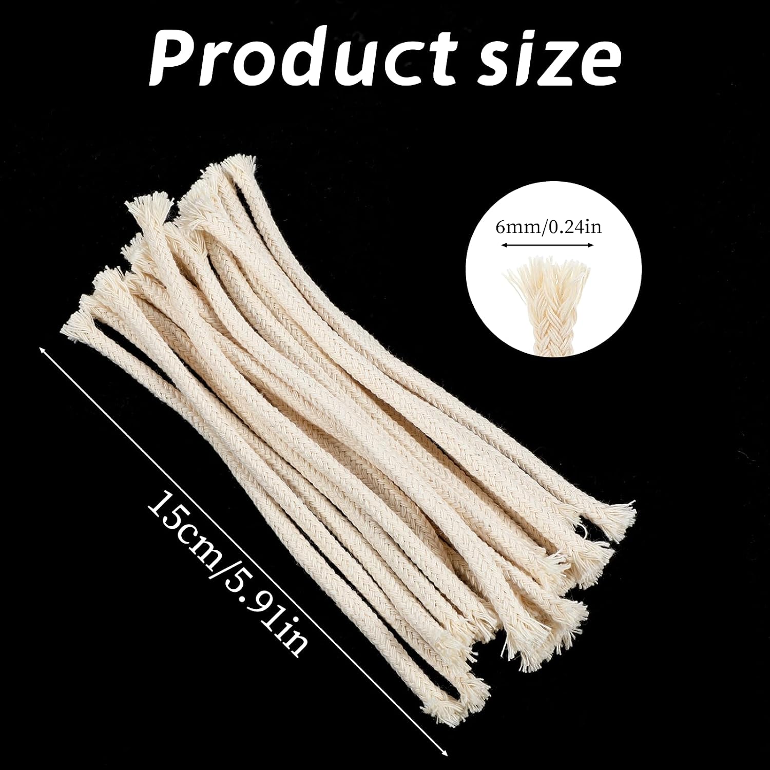 20 PCS 1/4" Round Oil Lamp Wicks, Cotton Torch Wicks Replacement, Oil Candle Lamp Braided Wick for Tiki Torch, Kerosene Lantern, Alcohol Candle Burner