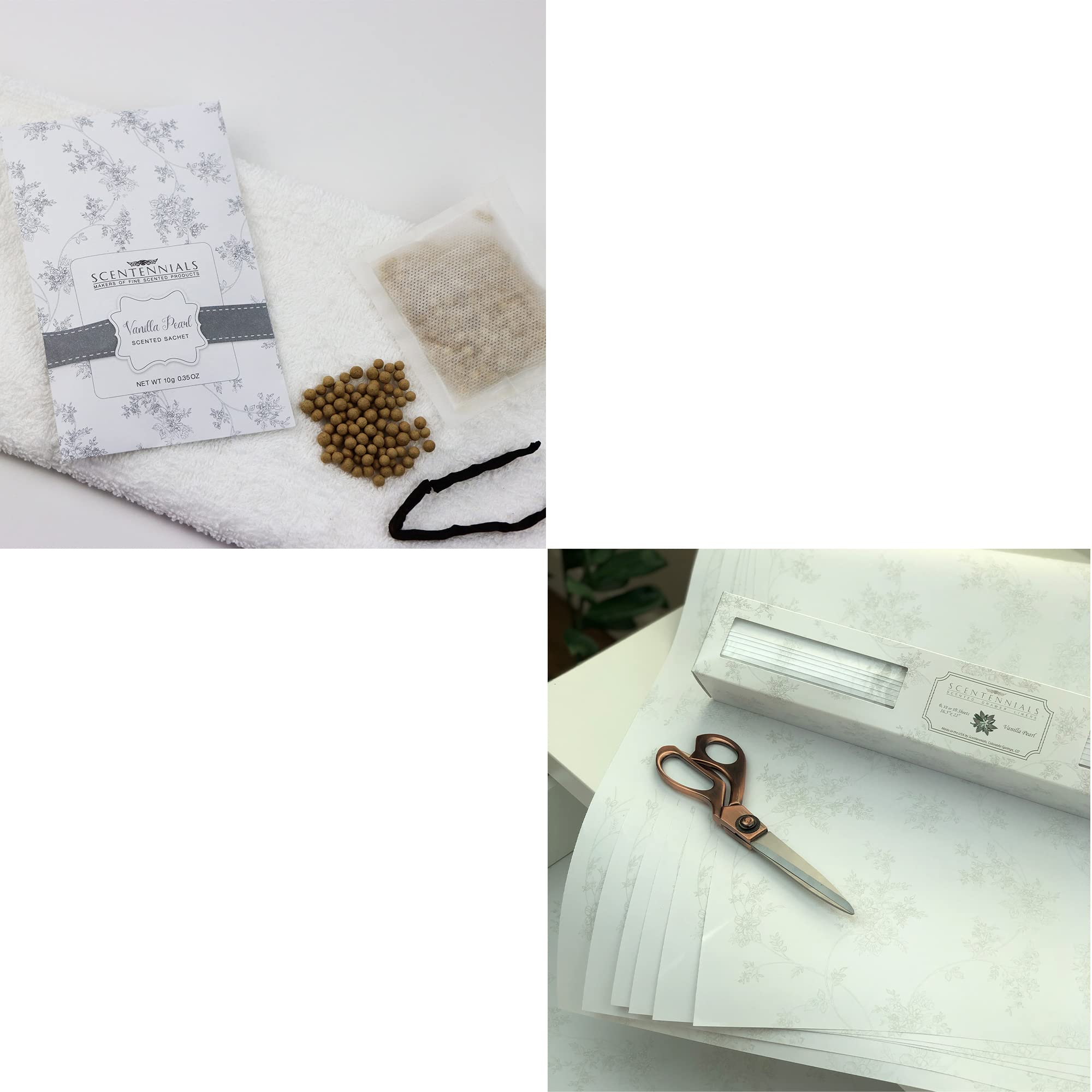 Scentennials Vanilla Pearl Scented Drawer Liners (6 Sheets) and 4 Scented Sachets (Bundle)