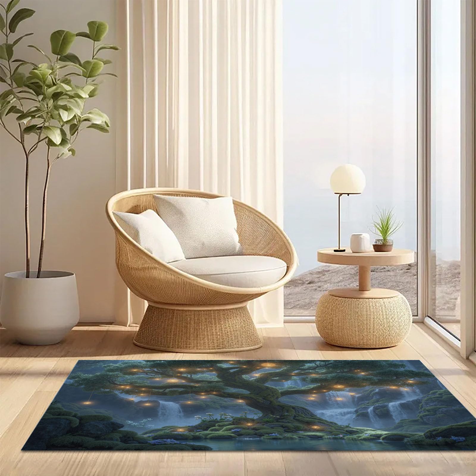 60 x 90 cm Zerbino Ingresso - Muschio Alberi Secolari Cascate Tappeto Morbido per Ingresso E Interno, Tpr Fondo Antiscivolo, Facile Da Pulire Con Bordi Resistenti - Scenari Fantastici Tappeto Genitori