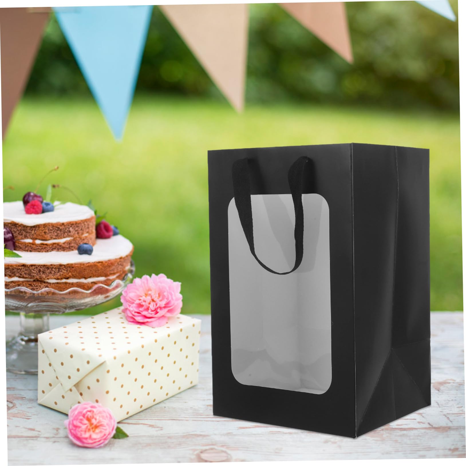 Alipis Transparente Geschenktüten aus Papier mit Henkeln und Sichtfenster 10 Stück Leicht zu Tragen für Geschenkverpackungen