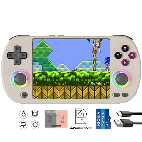 RG40XX H Handheld Game Console rg40xxh Retro Gaming Console 4.0'' IPS Screen with 64G TF Card Pre-Installed Games Linux 64-bit System RG 40XX H Supports 5G WiFi Bluetooth HDMI and TV Output RG40XX