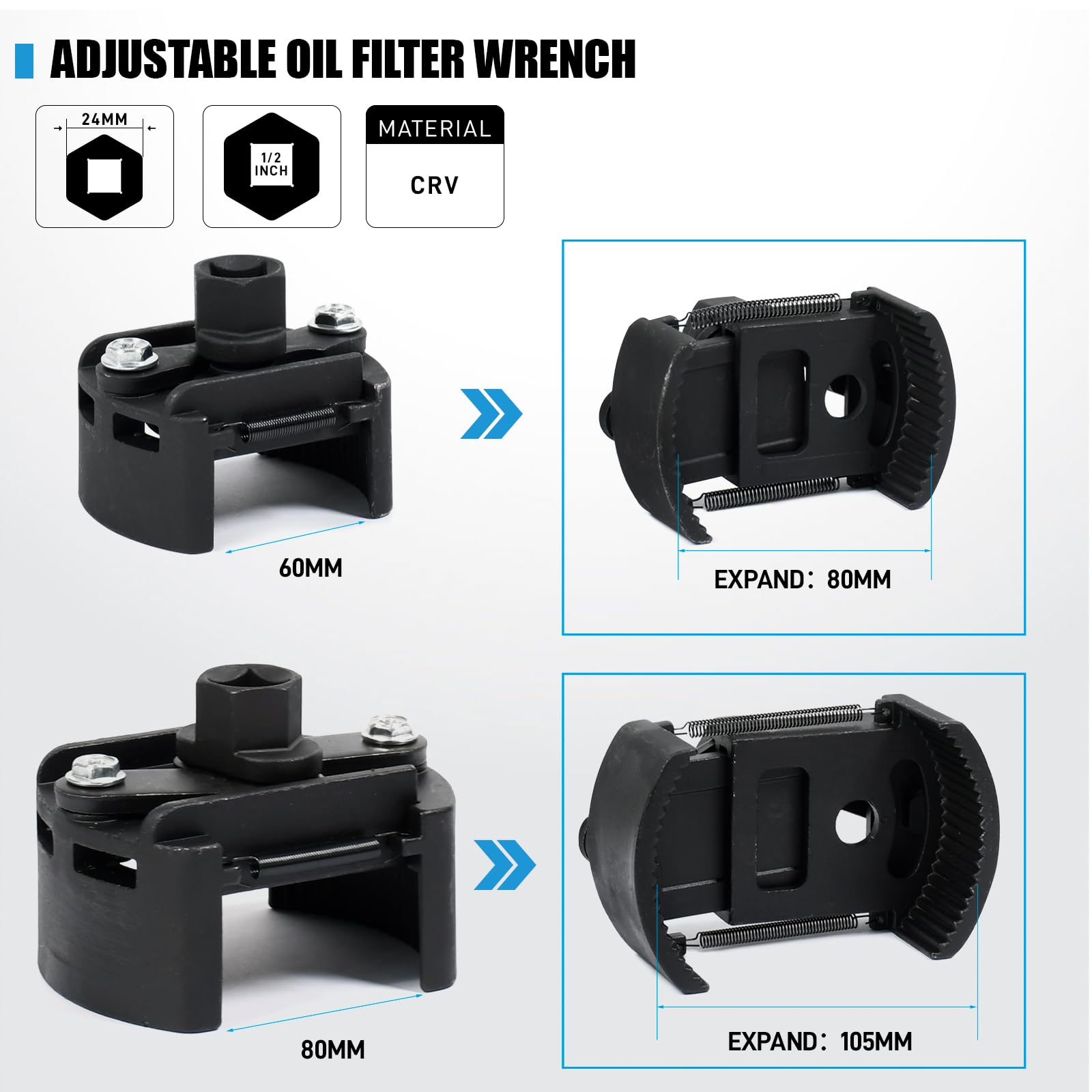 SMOTIVEPRO Set di attrezzi per filtro dell'olio, 12 tappi per filtro dell'olio, 2 chiavi regolabili per filtro dell'olio, 6 chiavi a bussola per filtro dell'olio, 2 pinze per filtro dell'olio, 8