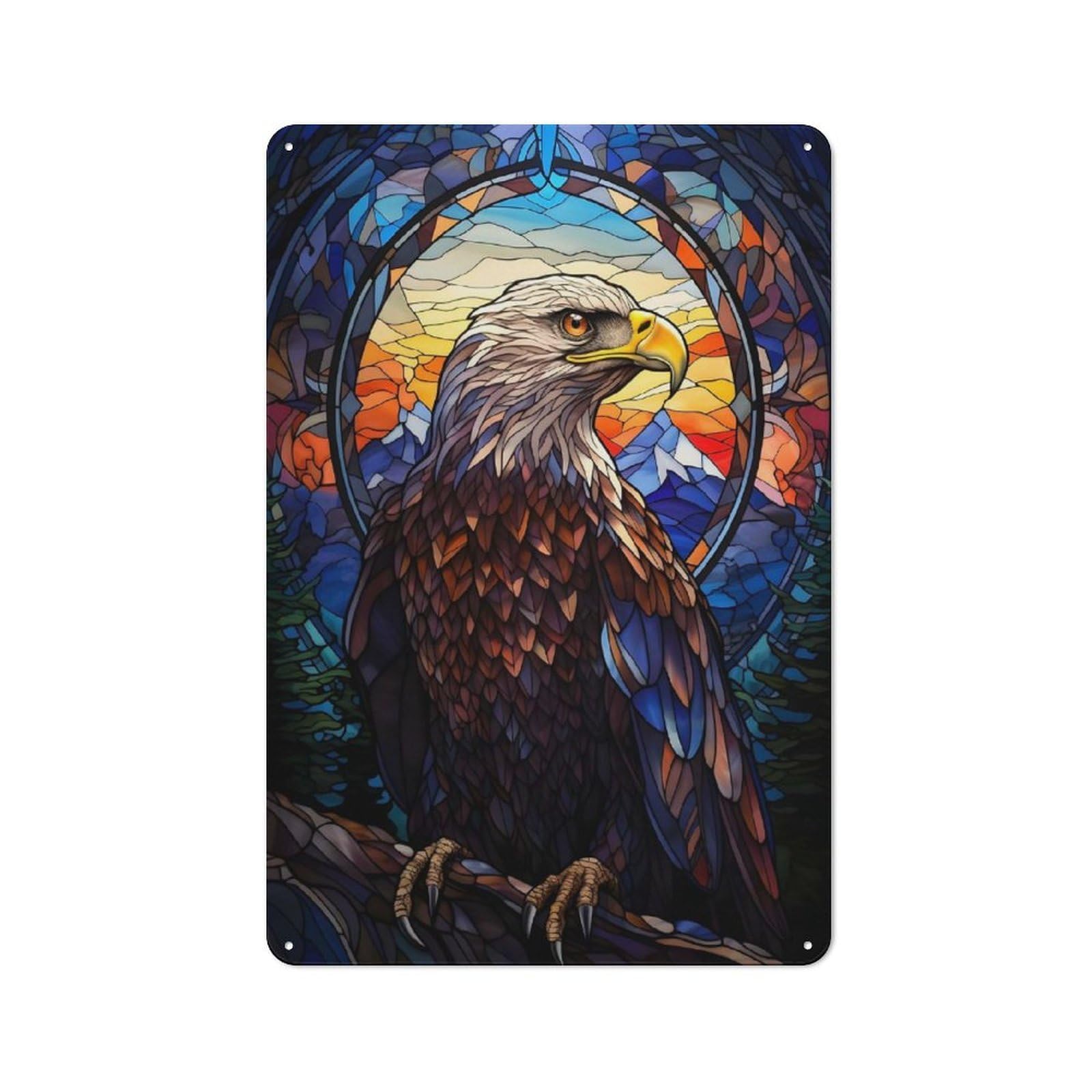 Junmoney Eagle Stained Glass Shed Style Rustic Tin Sign 30X20cm Featuring Utility Space Decor For Conservatory, Home Bar Or Utility Room