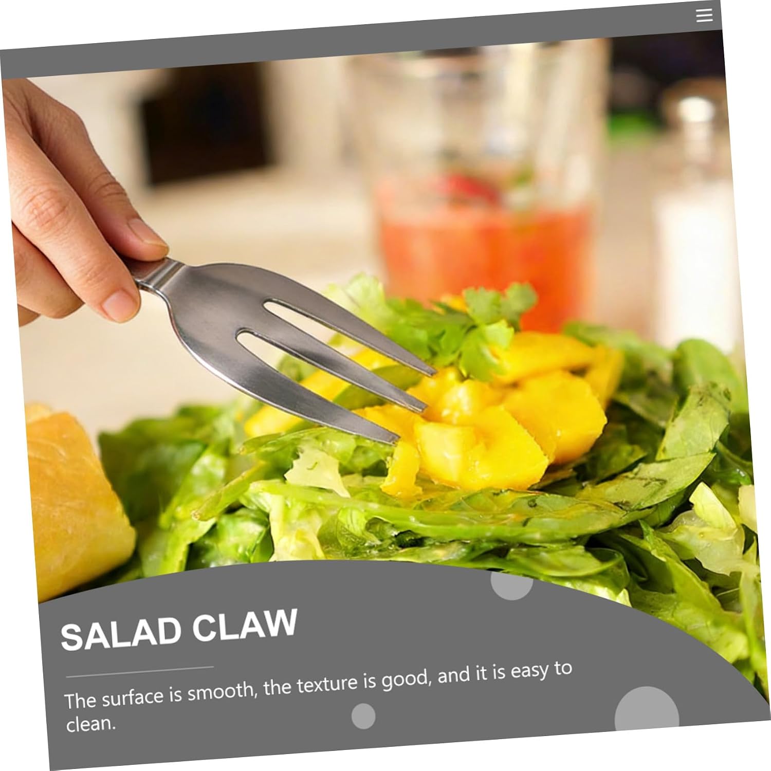 2pcs Stainless Steel Salad Serving Claws Three-prong Design