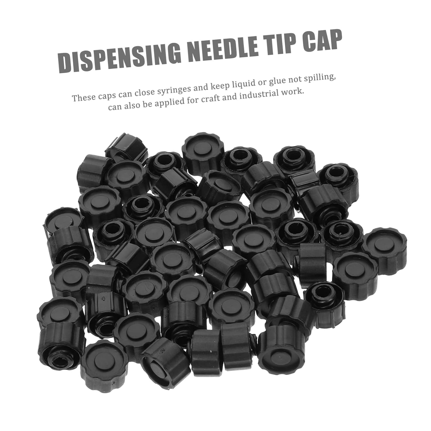 Ciieeo 50pcs Black Adapter Tip Caps for Dispensing Needles Precision Plugs for Lab Use Glue Application and Industrial Work Prevents Spills and Curing