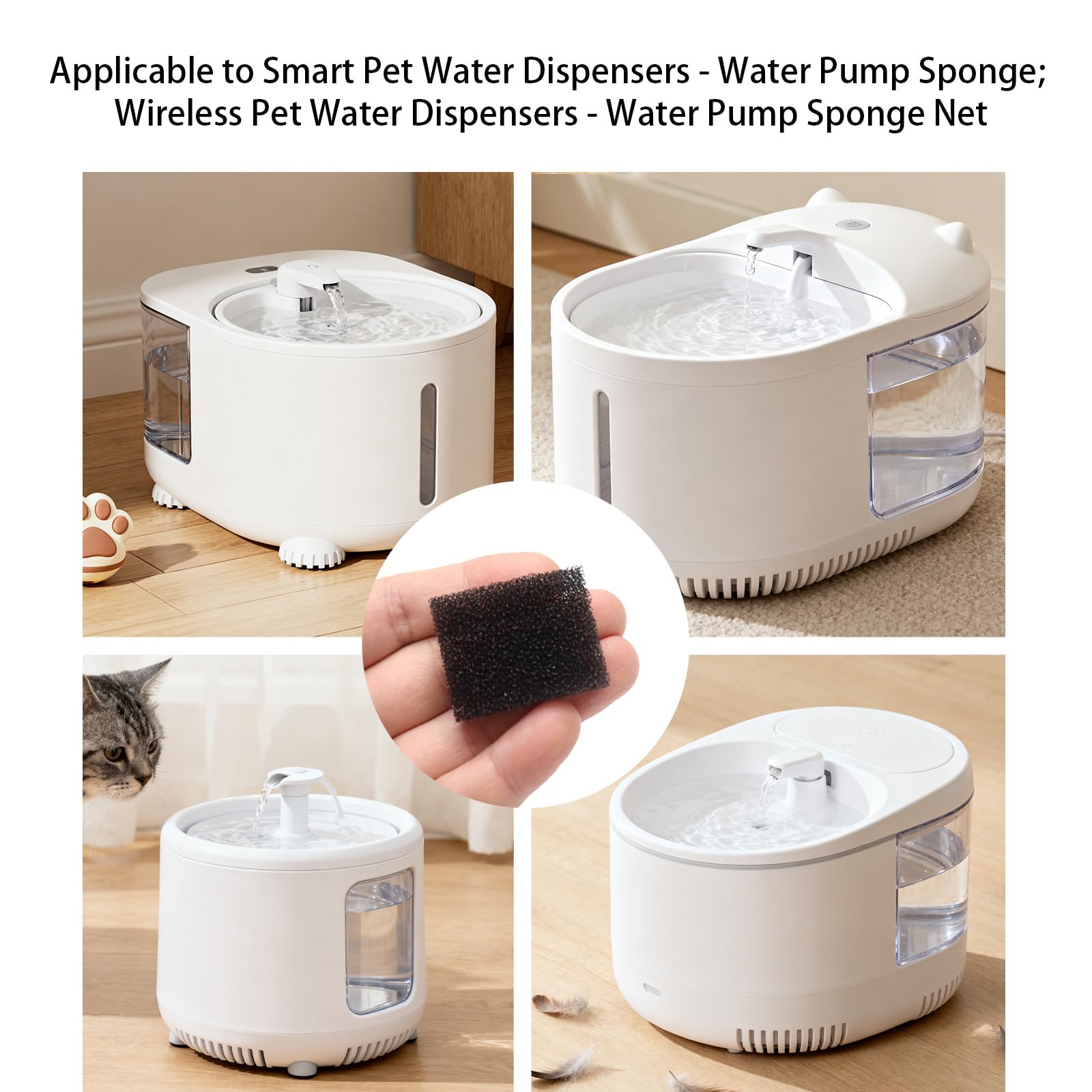50PCS Foam Filters Replacement for Petkit Eversweet 3 Pro Pet Fountain Black Cat Sponge Water Filters Compatible with — view 6