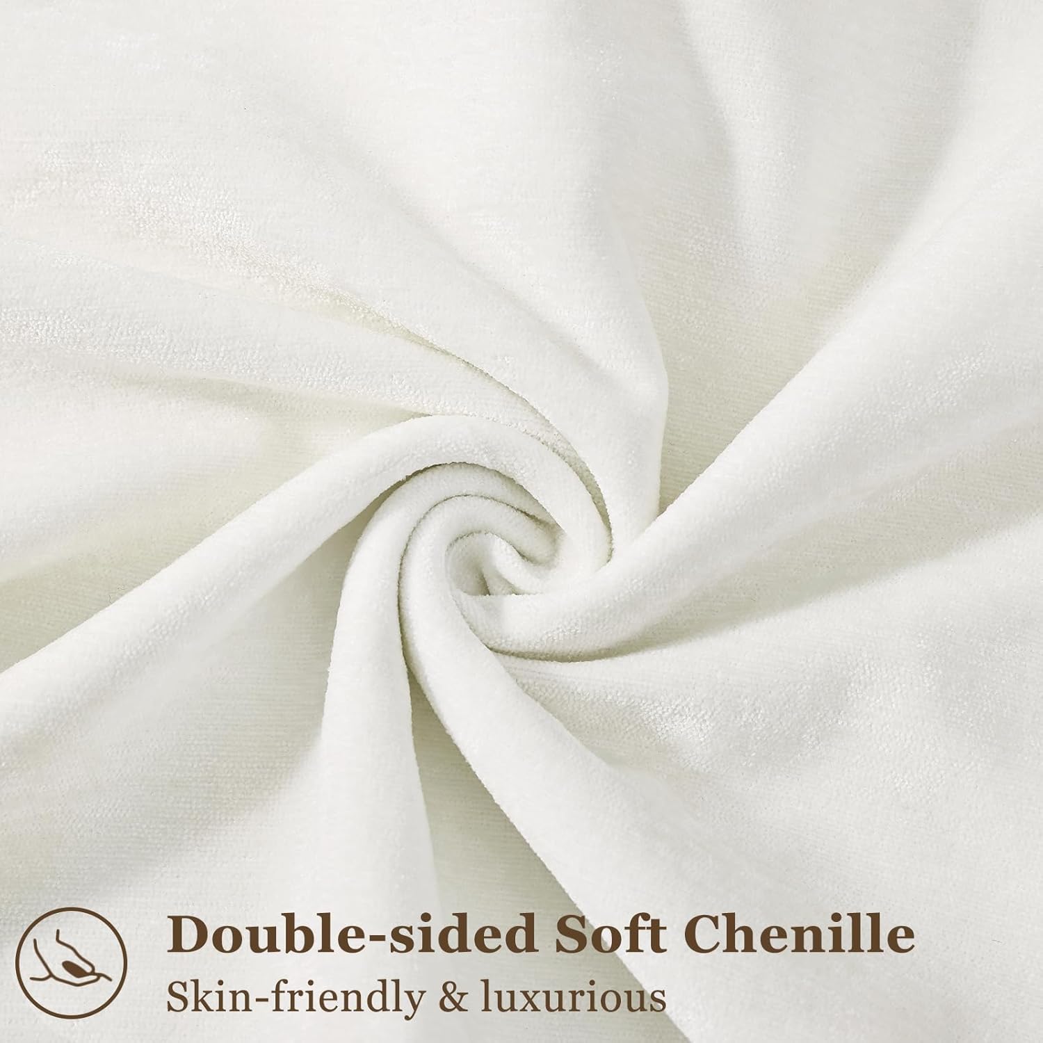 decorUhome Spring Couch Throw Pillow Covers 18x18 Set of 2, Decorative Soft Velvet Modern Cozy Chenille Pillow Cases with Elegant Design for Sofa Bed Living Room Home Decor, Cream White - Image 2