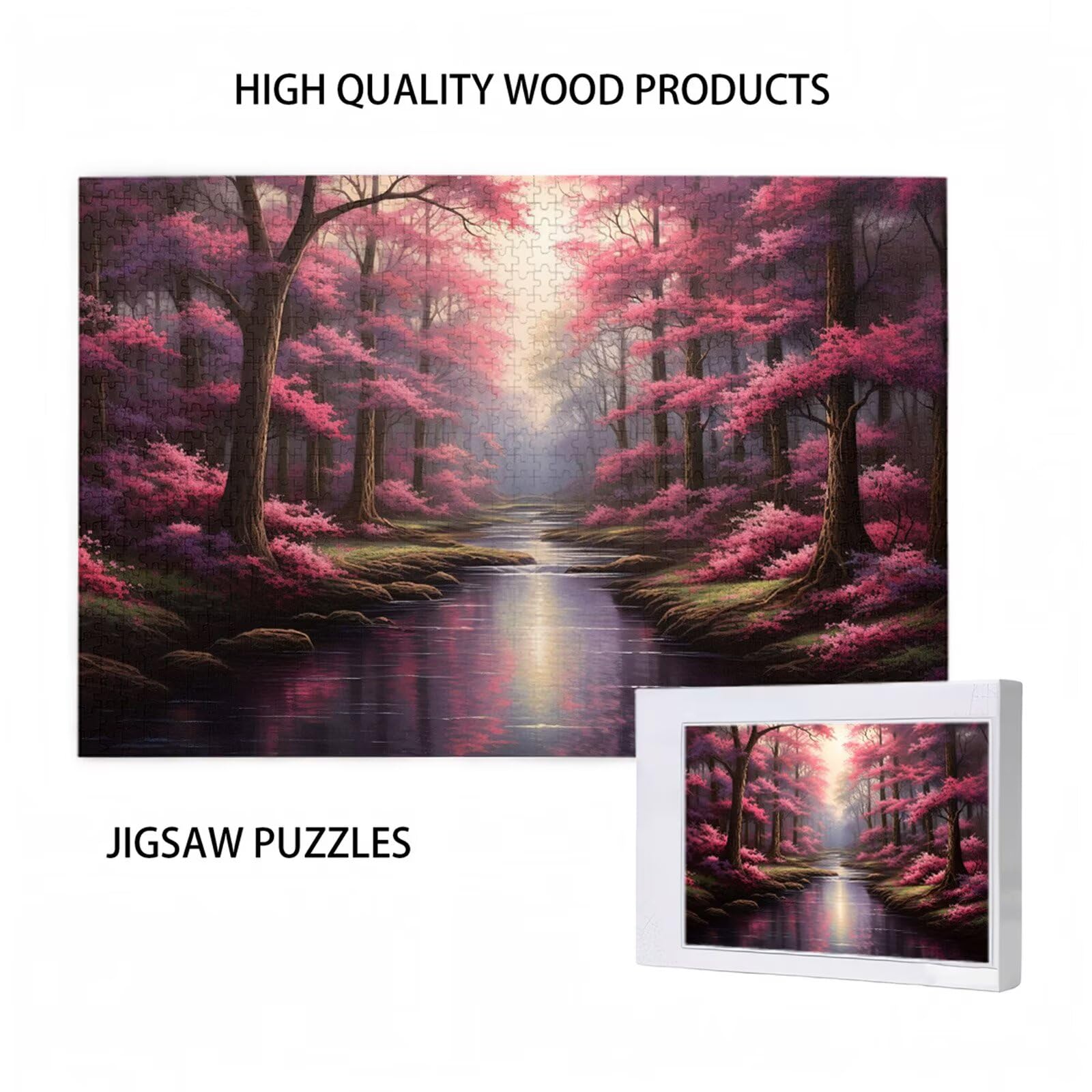 5000 sztuk puzzli dla dorosłych, kreatywne niemożliwe puzzle dla dorosłych, początkujących, duża drewniana układanka z plakatem i pudełkiem do przechowywania, prezenty dla kobiet, motyw: drzewo i las