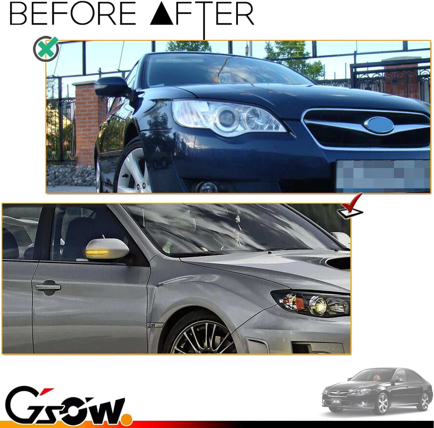 2 PCS Sequential Dynamic LED Side Mirror Turn Signal Light for 08-11 Subaru Outback Legacy, 08-14 Impreza WRX STI Tribeca, 11-13 Forester, Subaru Accessory Sequential Turn Signal Indicator Lamp