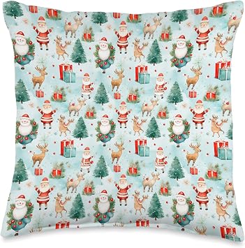 Christmas Chuckles Santa Claus Reindeer Snowman Cute Holiday Xmas Christmas Throw Pillow, 16x16, Multicolor