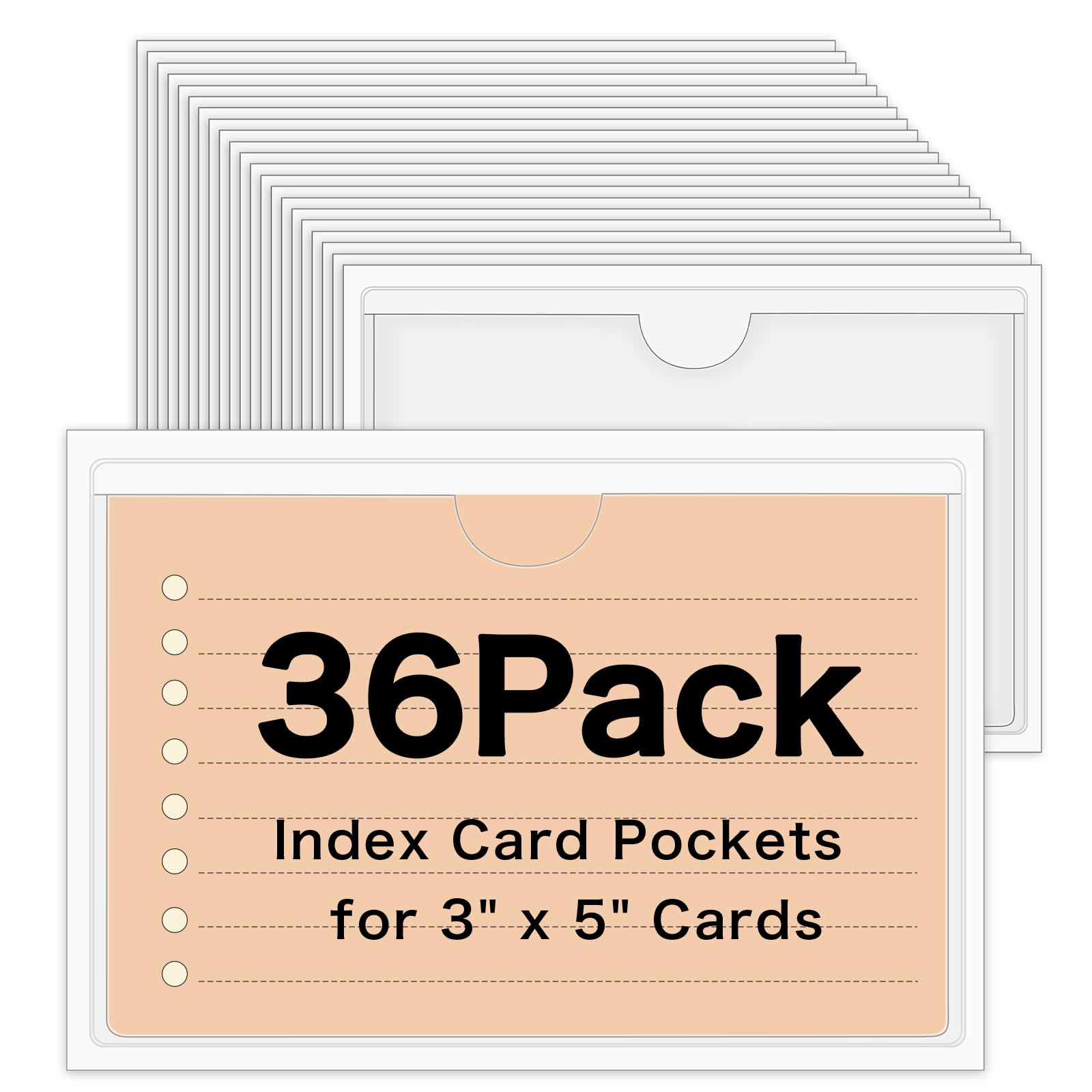 36 Pack 3 x 5 Index Card Holder Adhesive Plastic Label Holders Clear Tote Bag Labels Stickers for