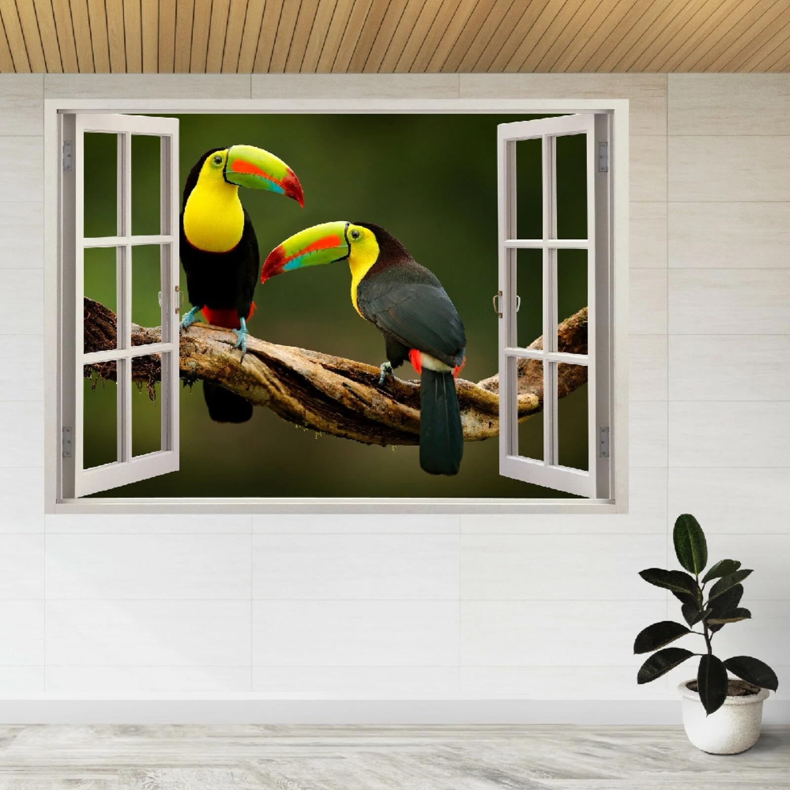 Vinilos Decorativos 3D Rotos Pájaro Loro Tatuaje de pared vinilo extraíble decoración del hogar Calcomanías impermeables para Guardería Habitación Decoración de pared 70x122cm