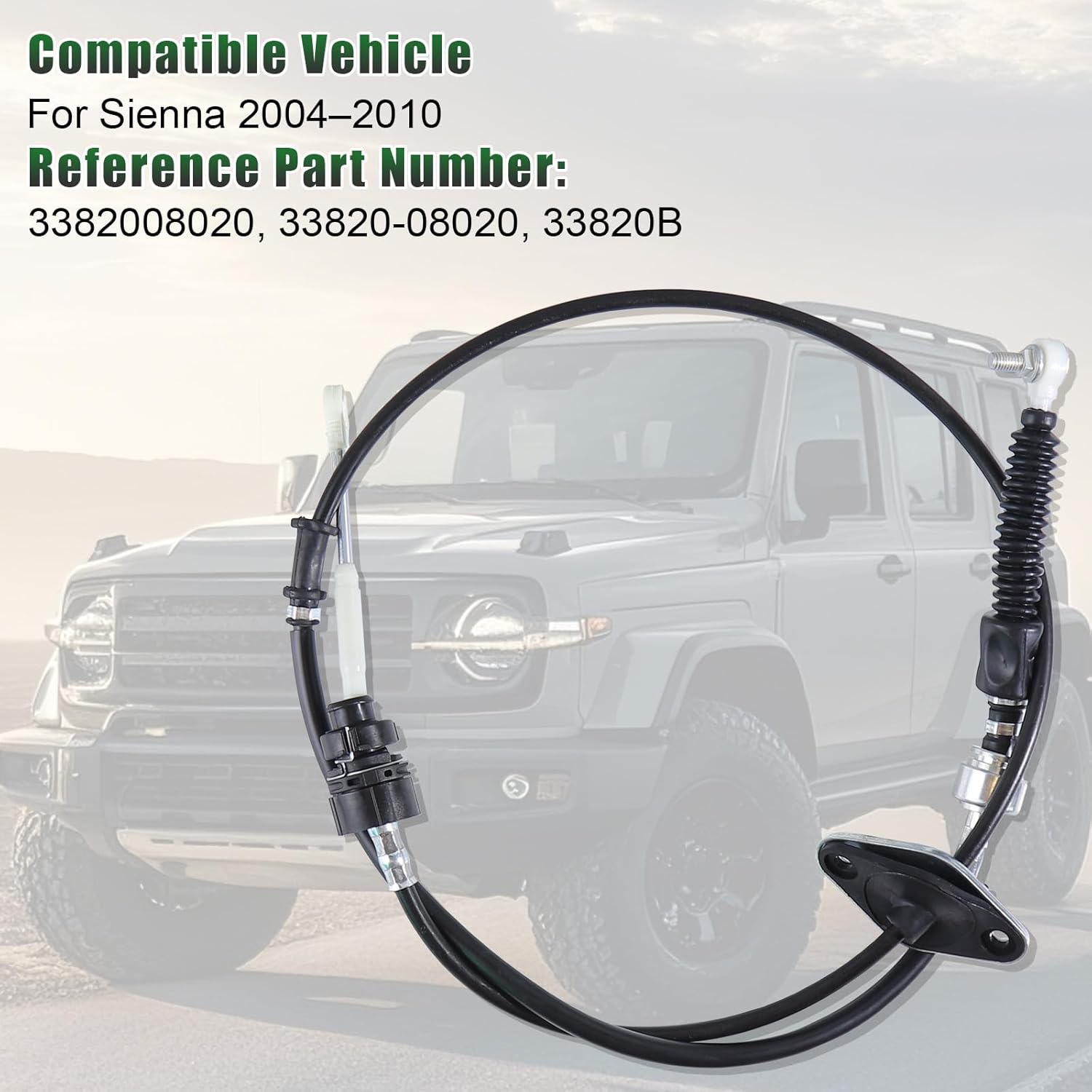 Automatic Transmission Shift Cable 3382008020 Compatible with Toyota Sienna 2004–2010, Replace# 33820-08020 33820B Gear Shifter Cable