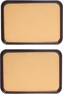 TrueCraftware- 16" x 12" Rectangular Anti-Slip Serving Tray with Cork Surface Brown Color Set of 2- Multi-Purpose Serving Trays Food Server Trays Platters for Restaurant Parties Breakfast Cafe Bar