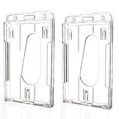 Teskyer Hard Plastic ID Badge Holder Heavy Duty High Clear PC Material Holds 2 Cards Suitable for Name
